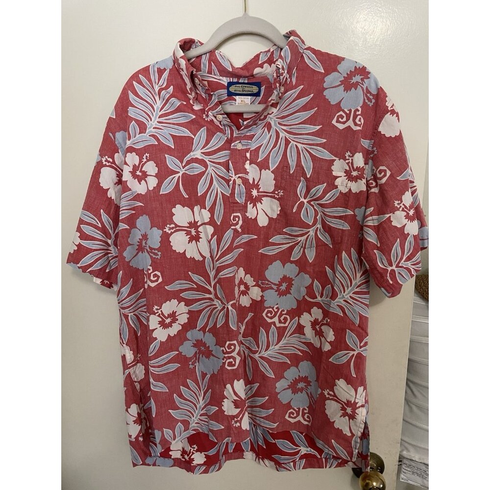 Reyn Spooner Phil Edwards Men’s Hawaiian Red Cotton Short Sleeve Shirt Sz. XL